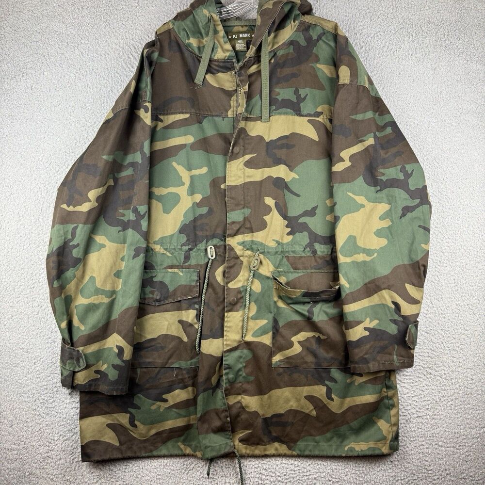 PJ Mark Camouflage Parka Mens 4XL Green Woodland Utility Hooded Field Jacket